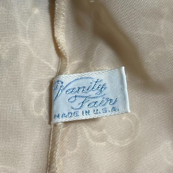 VTG Vanity Fair Beige Long Slip Dress Sz S Petticoat Lace Nylon Lingerie Sexy - Picture 5 of 6